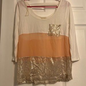 Pretty sequined 3/4 sleeve top